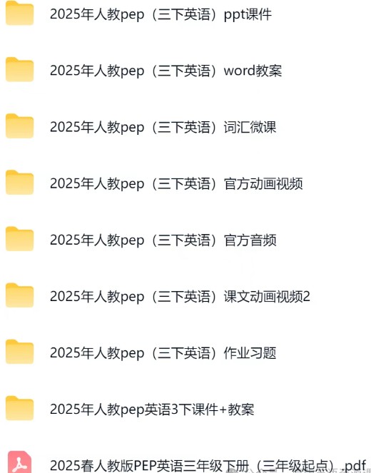 2026三年级下人教版PEP英语全套视频+音频+电子课本+PPT课件+教案+作业习题第2张