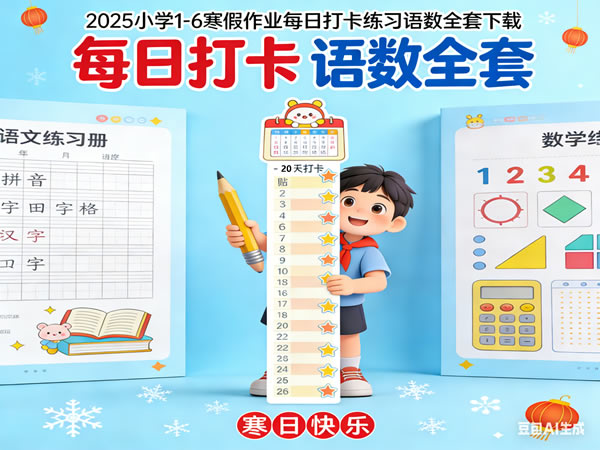 2025小学1-6寒假作业每日打卡练习语数全套下载