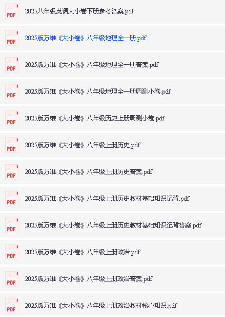 2025初中三年春《万维大小卷》全科,含答案第5张
