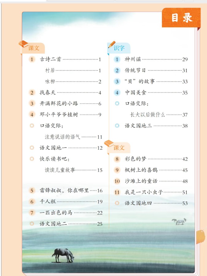 2025年人教版二年级下册语文新教材电子课本(高清PDF)电子版可打印第2张