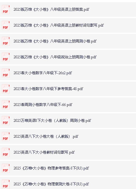 2025初中三年春《万维大小卷》全科,含答案第7张