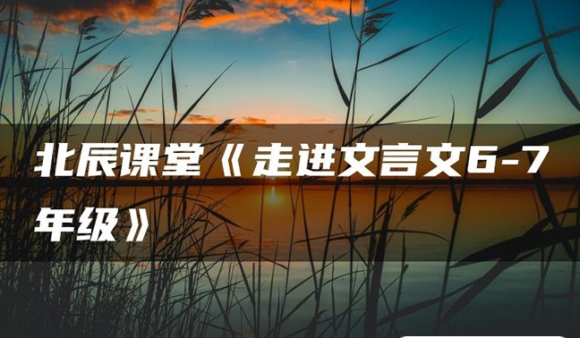 【北辰课堂】195篇文言文精讲《走进文言文(6-7年级)》（教学视频+PDF）