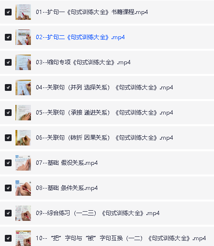 语文《句式训练大全》课程视频66节+练习册第2张