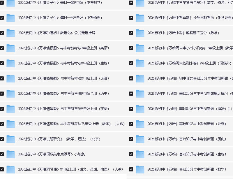 2026最新版初中《万唯》系列资料合集(大小卷+中考真题分类+试题研究+2025秋七八九年级语文数学英语物理化学生物历史地理)第3张