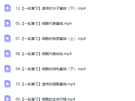2027 段瑞莹高三高考生物 一轮暑假班网课视频