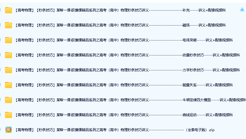 一课·胶囊课精品系列之高考高中物理秒杀技巧讲义+配套视频第2张