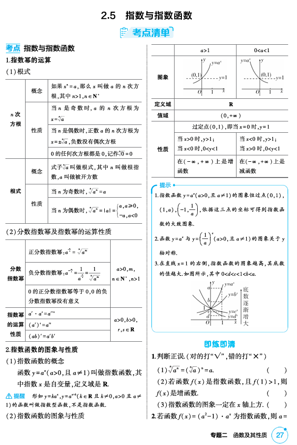 2026《53高考总复习A版》数学 精讲 2 5 指数与指数函数