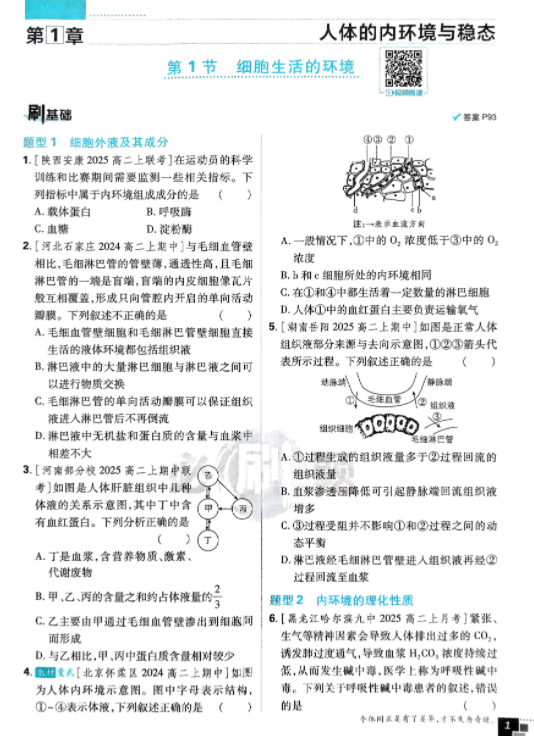 2026版高中必刷题生物选修1