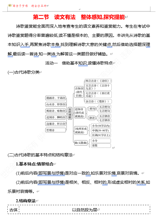 2026版《高中全程复习方略》 语文 强基版 专题五 第二节 读文有法 整体感知,探究提能