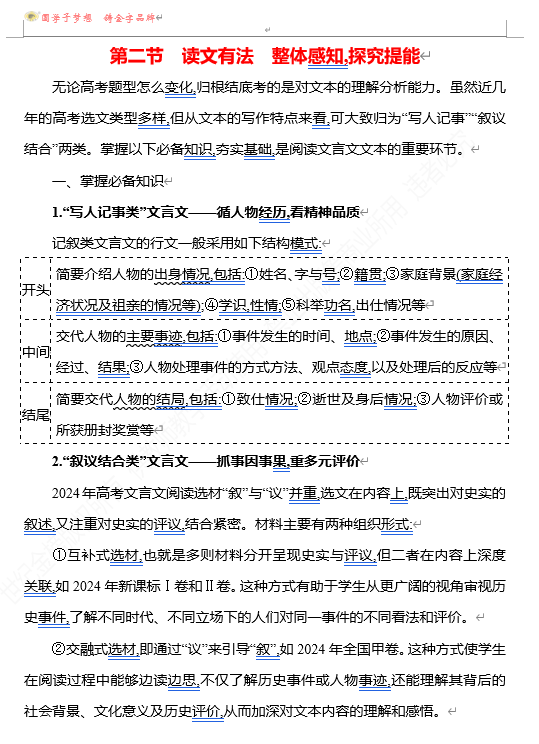 2026版《高中全程复习方略》 语文 强基版 专题四 第二节 读文有法 整体感知,探究提能