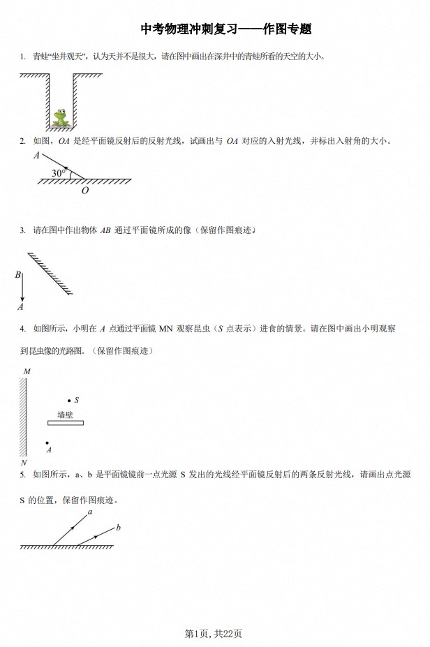 初中+中考物理冲刺复习作图专题